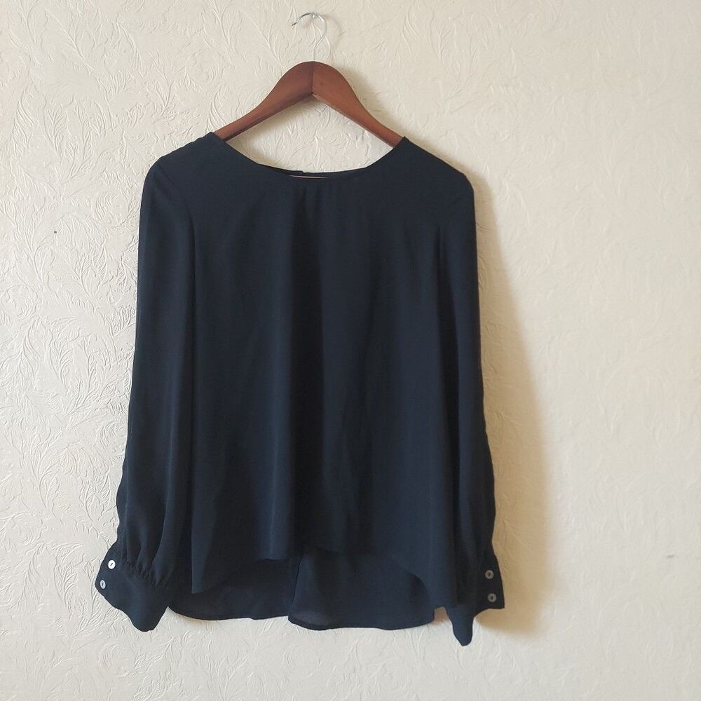Fab'rick Black Long Cutout Sleeve Blouse With Embellished Back Sz Large